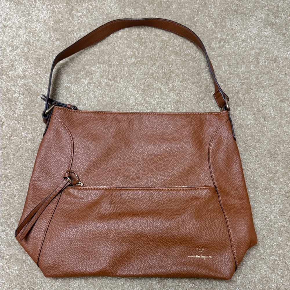 Nanette Lepore Tan Pebble Shoulder Tote